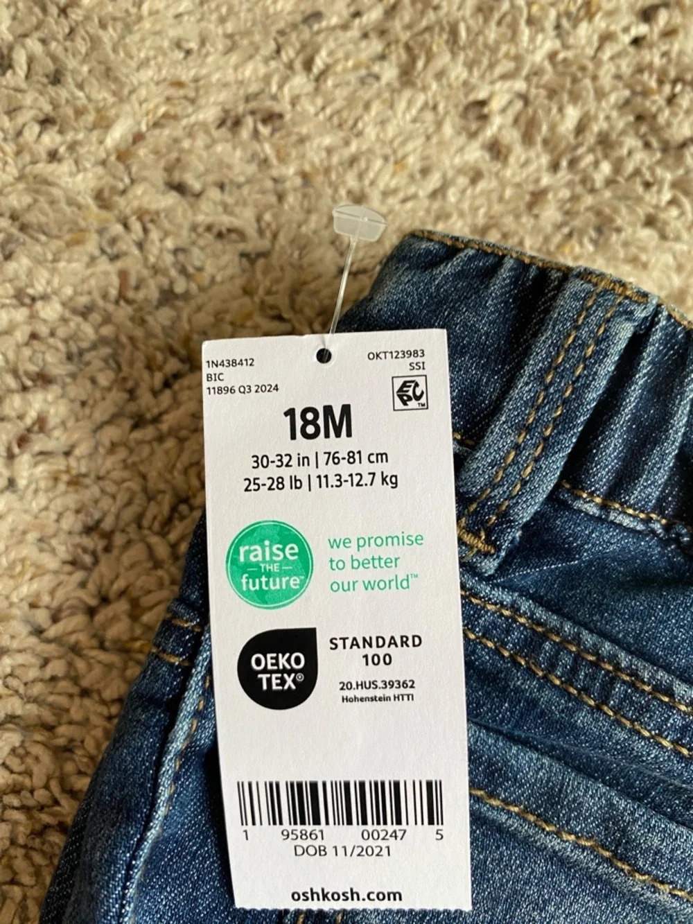 Oshkosh girls 18 months super skinny jeans pants new with tags